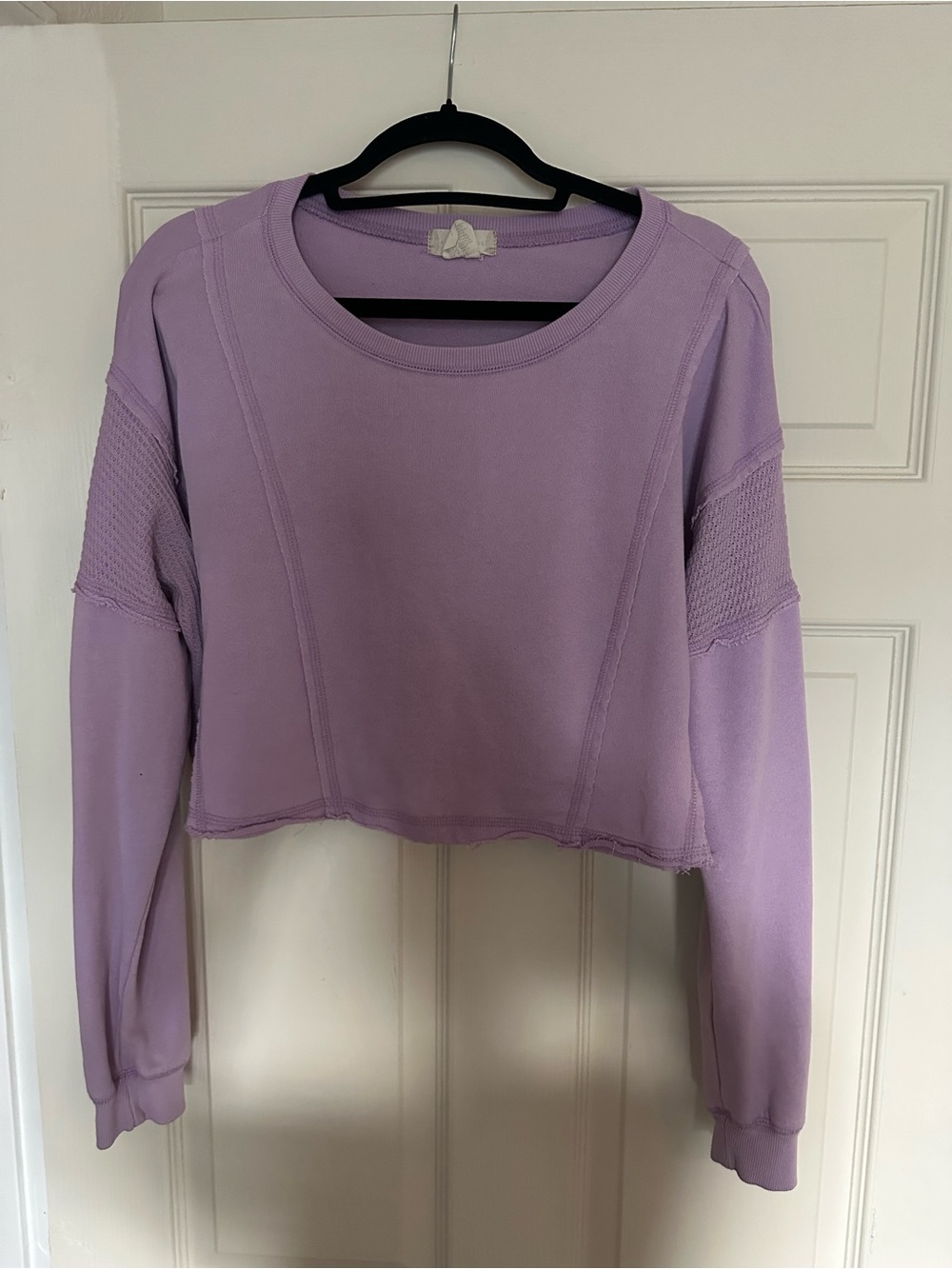 Altar’D State Cropped Lavender Sweatshirt Long Sleeve Top